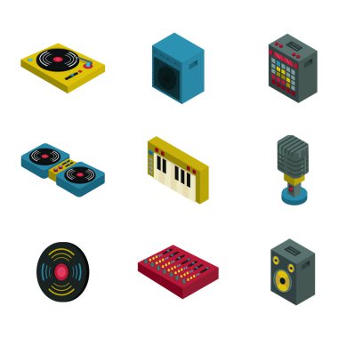 Stadyum vektör illüstrasyonunun izometrik 9 simgesi