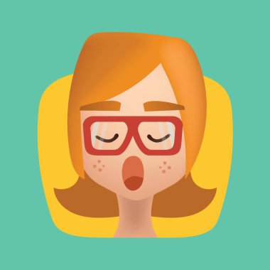 Kız yassı simge, vektör illüstrasyonu