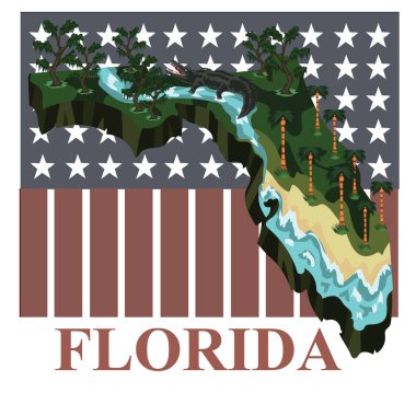 Florida eyalet haritası, vektör illüstrasyonu