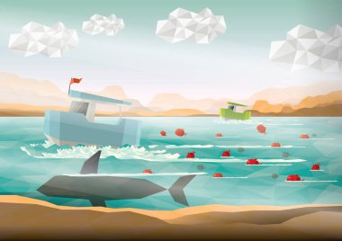 Dağ manzarasının vektör çizimi