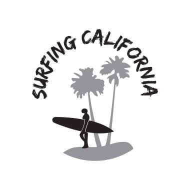 Kaliforniya sörfü stilize vektör çizimi