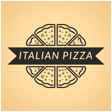 Pizza logosu tasarım şablonu. vektör illüstrasyonu