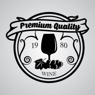 Gri arkaplan üzerinde şarap tasarımı, vektör illüstrasyonu