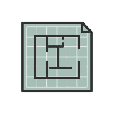 Mimari düz simge, vektör illüstrasyonu