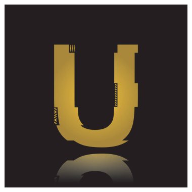 alfabe u, vektör illüstrasyonu