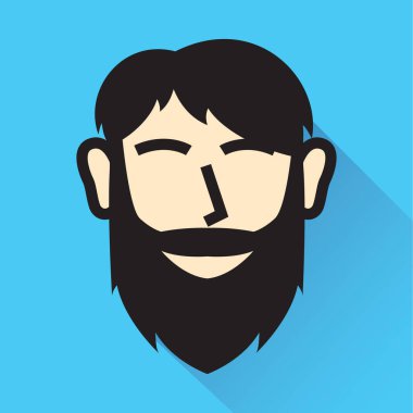 sakallı adam düz simgesi, vektör illüstrasyonu