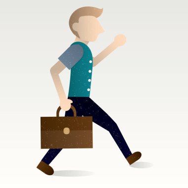 Evrak çantası simgesini tutan adam, vektör illüstrasyonu