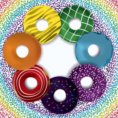 Üç farklı çöreğin vektör çizimi