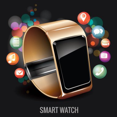 Akıllı saati olan bir tabletin vektör çizimi