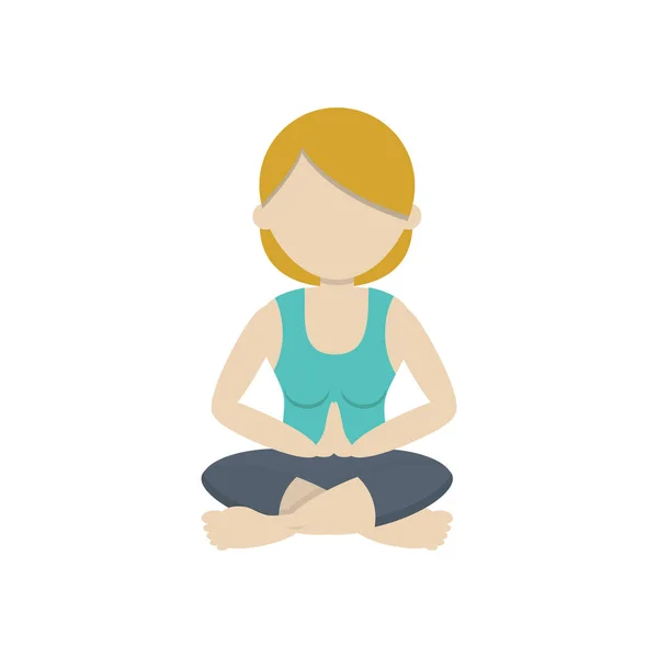 Girl Practicing Yoga Flat Icon Vector Illustration — Stock Vector