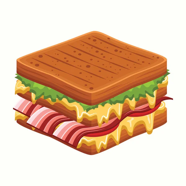 Illustration Vectorielle Délicieux Sandwich Petit Déjeuner — Image vectorielle