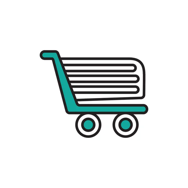 Icono Del Carrito Compras Icono Plano Vector Ilustración — Archivo Imágenes Vectoriales