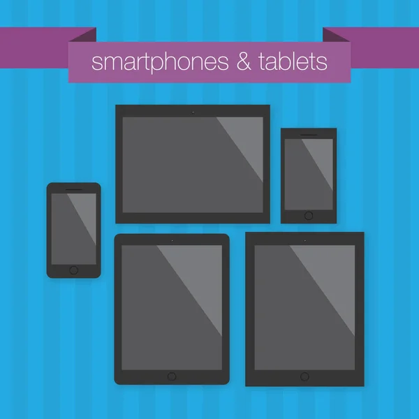 Smartphones Tablets Gestileerde Vector Illustratie — Stockvector