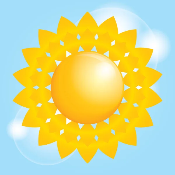 Sol Con Fondo Amarillo — Vector de stock