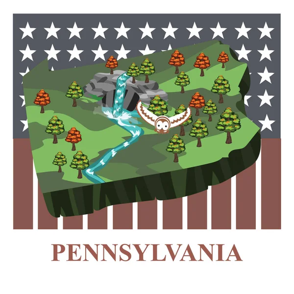 Pennsylvania Állam Térképe Vektor Illusztráció — Stock Vector