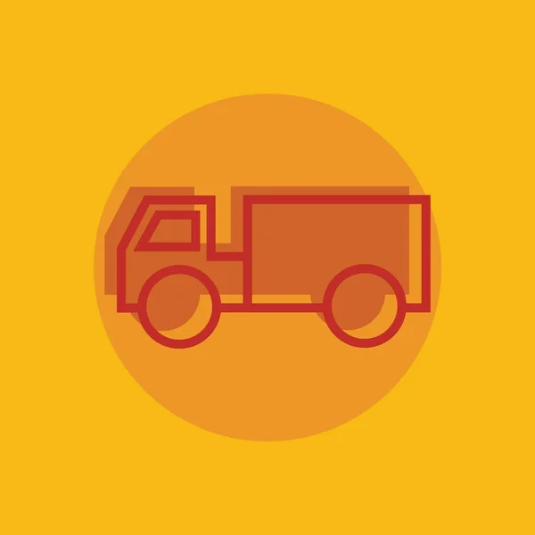 Icône Camion Dans Style Plat Isolé Sur Fond Rouge Illustration — Image vectorielle