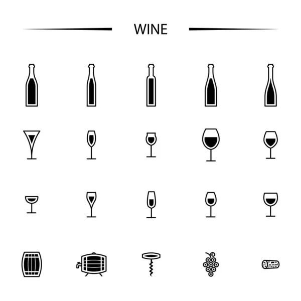 Vector Illustration Wine Icons Set — Stock Vector