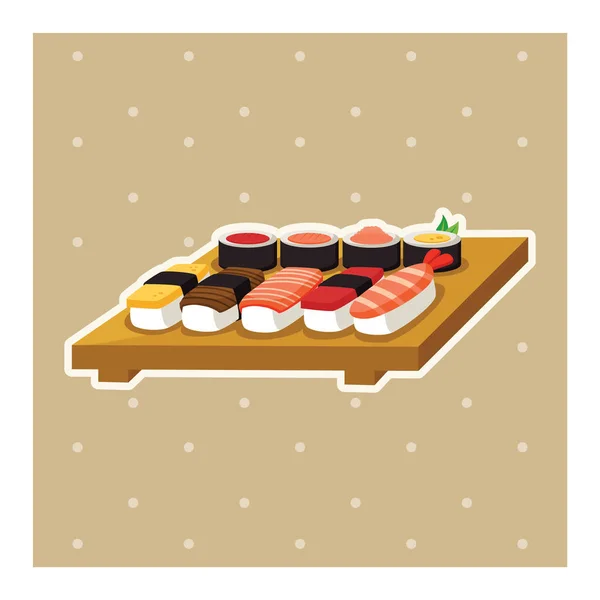 Sushi Dengan Sumpit Dan Makanan Jepang - Stok Vektor