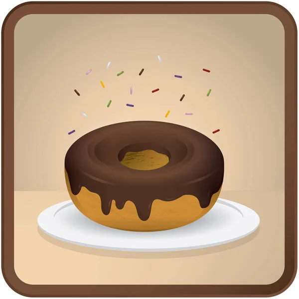 Ilustração Delicioso Donut Chocolate Fundo Branco — Vetor de Stock