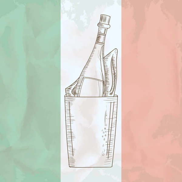 Ręcznie Rysowane Akwarela Ilustracja Butelki Wina — Wektor stockowy