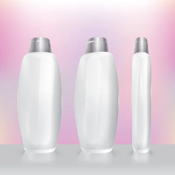 Uppsättning Kosmetiska Flaskor Färg Bakgrund — Stock vektor