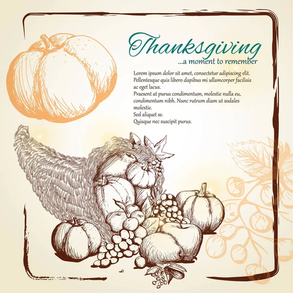 Thanksgiving Kort Stiliserad Vektor Illustration — Stock vektor