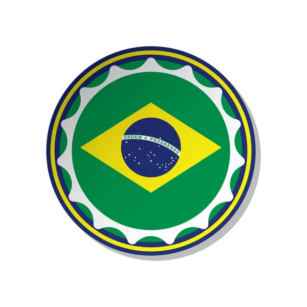 Кнопка Флага Бразилии Белом Фоне — стоковый вектор
