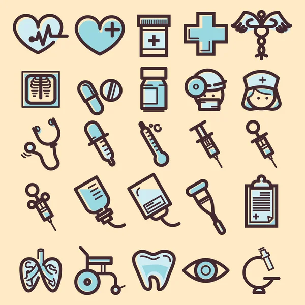 Set Icone Mediche Illustrazione Vettoriale — Vettoriale Stock