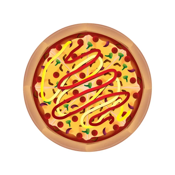 Pizza Con Queso Ilustración Vectorial — Vector de stock