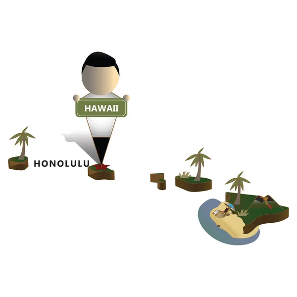 Hawaii State Map Stylized Vector Illustration — стоковий вектор