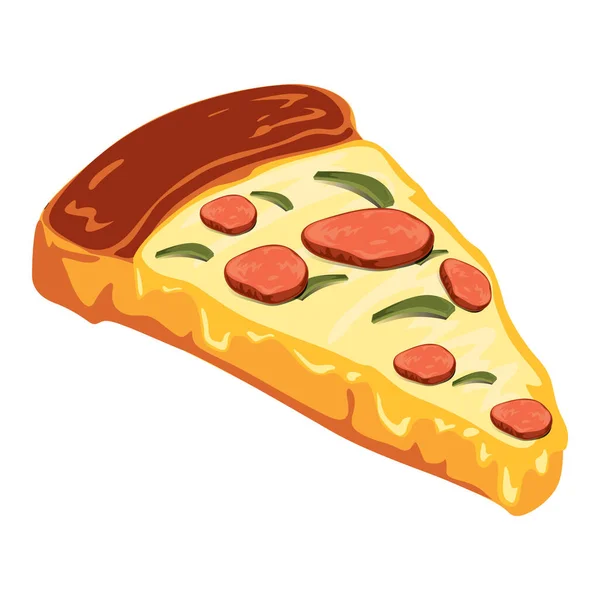 Pizza Con Queso Tomate Albahaca Aceitunas Ajo — Vector de stock