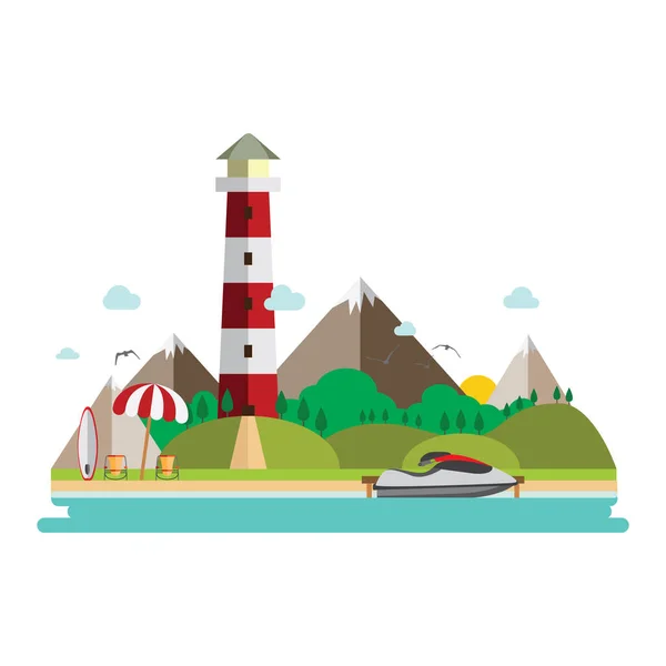 Paisaje Playa Diseño Vector Ilustración — Vector de stock