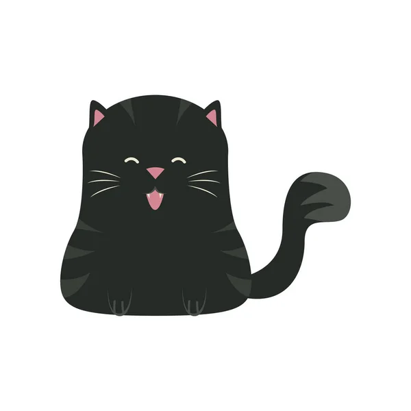 Black Cat Silhouette White Background — Stock Vector