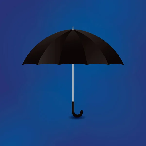 Paraplu Pictogram Zwarte Achtergrond Vectorillustratie — Stockvector