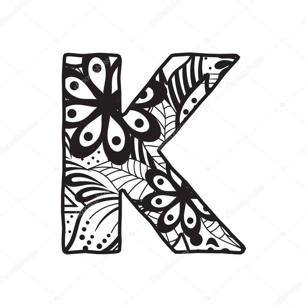 Letter K, vector illustration