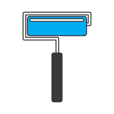 Düz renkli boya silindiri ikonu. vektör illüstrasyonu