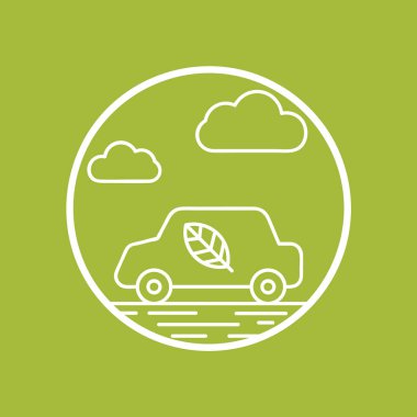 Eko araba ikonu. vektör illüstrasyonu