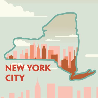 Şehir manzarası olan bir şehrin vektör illüstrasyonu