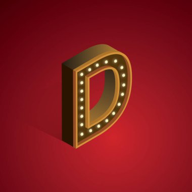 İzometrik alfabe D, vektör illüstrasyonu