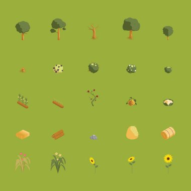 vektör ağaç ve bitki kümesi