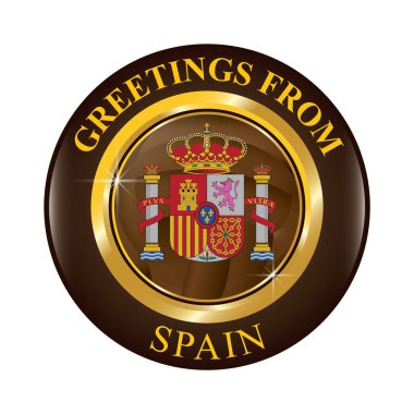 İspanya bayrağı taşıyan bir etiketin vektör illüstrasyonuName