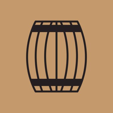 Tahta namlulu düz simge, vektör illüstrasyonu