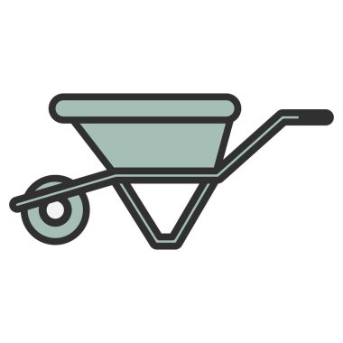 El arabası düz simgesi, vektör illüstrasyonu