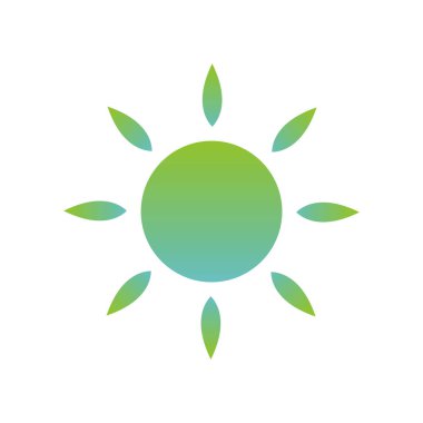 Yeşil güneş simgesinin vektör illüstrasyonu