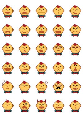 Bir dizi duygu simgesi. vektör illüstrasyonu