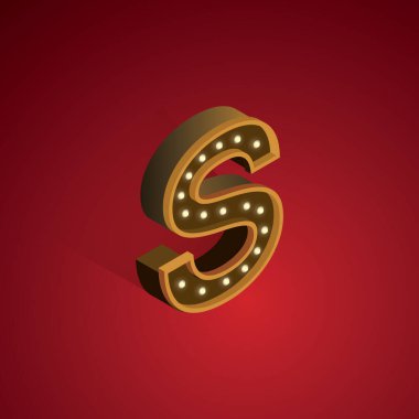 Isometric alfabe S, vektör illüstrasyonu