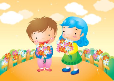 Çocuklar, vektör illüstrasyon arka planı