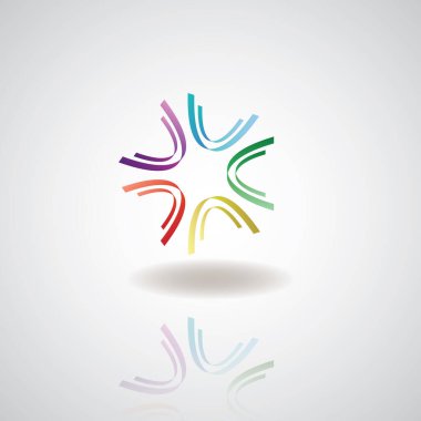Takım çalışması simgesi farklı renklerde, iş ve dostça