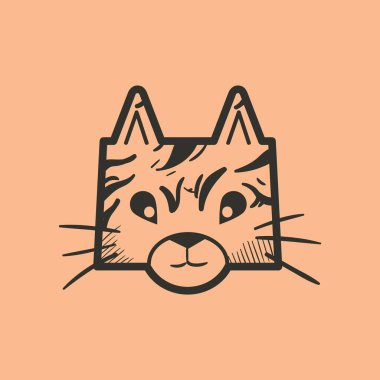 Kırmızı arka planda sevimli kedi yüzü