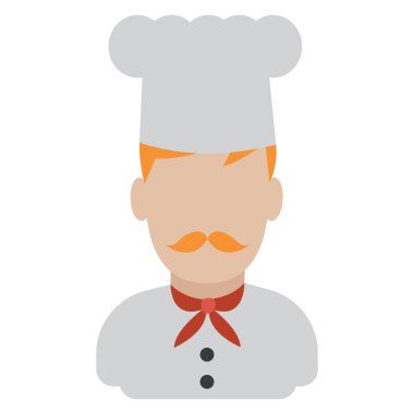 Beyaz arkaplanda düz bir şef simgesi